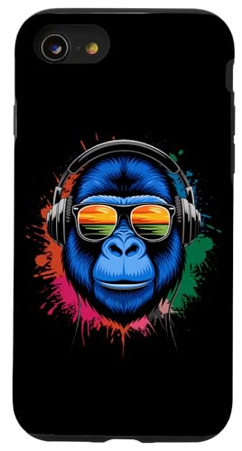 Monkey DJ Kopfhörer & Sonnenbrille Gorilla Affe Hülle für iPhone SE (2020) / 7 / 8 von Gorilla DJ Kopfhörer & Sonnenbrille Affe Monkey