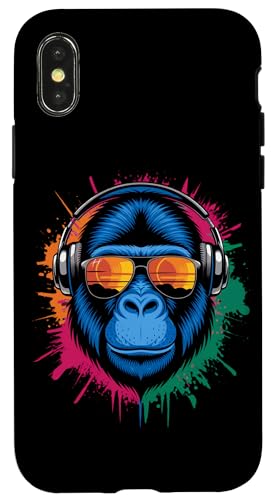 Monkey DJ Kopfhörer & Sonnenbrille Gorilla Affe Hülle für iPhone X/XS von Gorilla DJ Kopfhörer & Sonnenbrille Affe Monkey