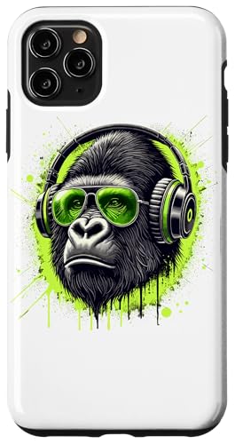 Hülle für iPhone 11 Pro Max Radioaktiv Kopfhörer Sonnenbrille Gorilla Gorillas von Gorilla Lover Gifts