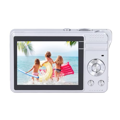 Digitalkamera, 50 MP 1080P HD-Vlogging-Kamera mit 2,8-Zoll-Bildschirm, Fülllicht, Autofokus-Anti-Shake-Videokamera für Jungen, Mädchen, Kinder, Anfänger (Silver) von Goshyda