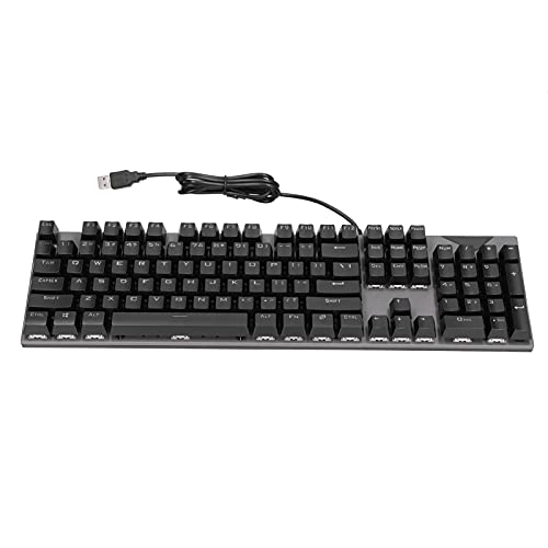 Goshyda Ergonomische USB-Tastatur, 104 Tasten USB-Tastatur Metall-Gaming-Tastatur Hintergrundbeleuchtung Kabelgebundene Tastatur mit Langer Lebensdauer, für PC-Gaming von Goshyda