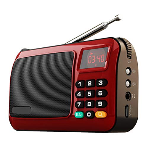 Radio-Lautsprecher mit Digitaler LED-Display-Unterstützung TF-Karte, Tragbarer FM-Radio-Media-Musik-Player mit Notfall-Taschenlampenfunktion(rot) von Goshyda