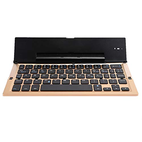 Tastatur, faltbare quadratische -PC-Tastatur mit Ständer zum Platzieren von Mobiltelefonen und Tablets, für Büroangestellte und Spieleliebhaber, Gold Tastatur, faltbare quadratische -PC-Tastatur mit Ständer zum Platzieren von Mobiltelefonen und Tablets, für Büroangestellte und Spieleliebhaber, Gold von Goshyda