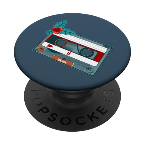 1980er Jahre Vintage Weihnachten Musik Kassette Tape hässliche Weihnachten Stechpalme PopSockets Klebender PopGrip von Gossip Rag