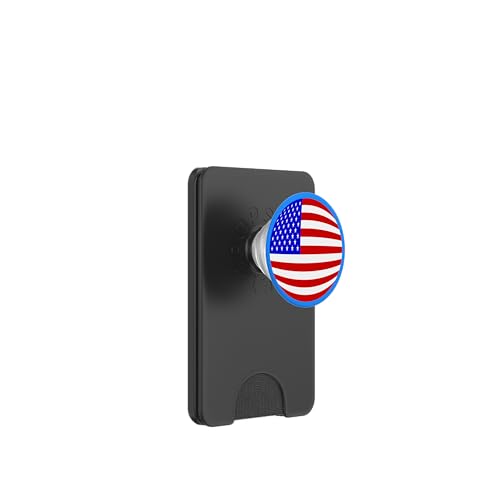 Amerikanische Flagge USA Patriotische Sterne Streifen Kugel Kreis Rot Blau PopSockets PopWallet für MagSafe von Gossip Rag