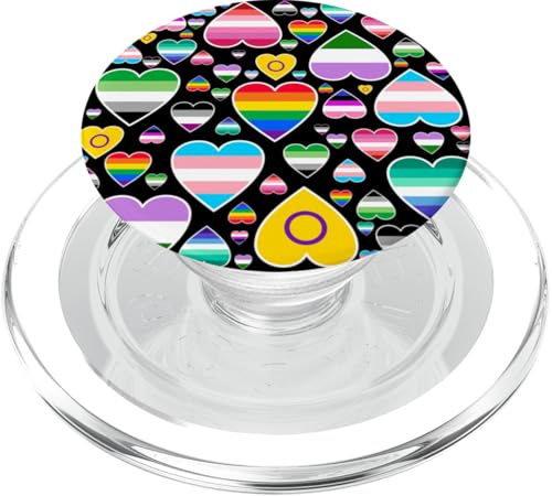 Herzen Liebe Regenbogen Bunte Pride Flagge LGBTQ Bisexuell Trans PopSockets PopGrip für MagSafe von Gossip Rag