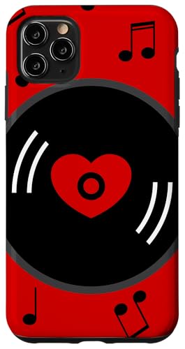 Hülle für iPhone 11 Pro Max Musiknoten Vinyl Schallplattenalbum Herz Rot Valentinstag Vintage von Gossip Rag