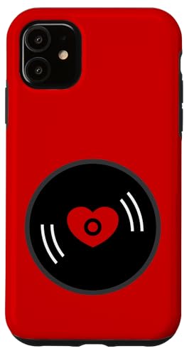 Hülle für iPhone 11 Vintage Vinyl Schallplatte Herz Album Rot Valentinstag Niedlich Retro von Gossip Rag