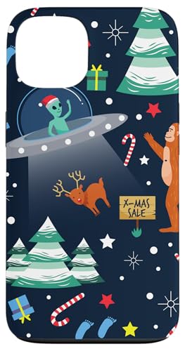 Hülle für iPhone 13 hässliche Alien-Entführung zu Weihnachten Bigfoot Yeti Santa Sasquatch von Gossip Rag