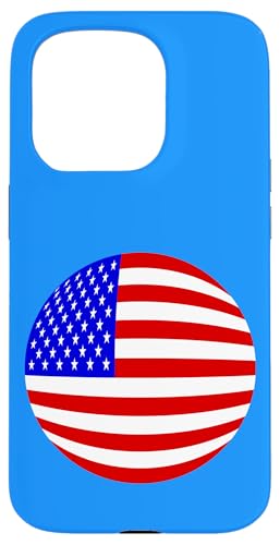 Hülle für iPhone 15 Pro Amerikanische Flagge USA Patriotische Sterne Streifen Kugel Kreis Rot Blau von Gossip Rag