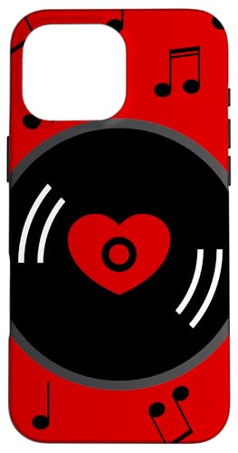 Hülle für iPhone 16 Pro Max Musiknoten Vinyl Schallplattenalbum Herz Rot Valentinstag Vintage von Gossip Rag