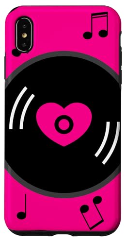 Hülle für iPhone XS Max Musiknoten Vinyl Schallplatte Herz Hot Pink Rockabilly Vintage von Gossip Rag