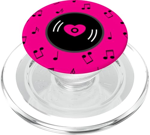 Musiknoten Vinyl Schallplatte Herz Hot Pink Rockabilly Vintage PopSockets PopGrip für MagSafe von Gossip Rag