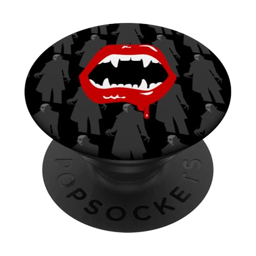 schwarze Vampirzähne, gruseliges schwarzes, gruseliges Halloween-Monster PopSockets Klebender PopGrip von Gossip Rag