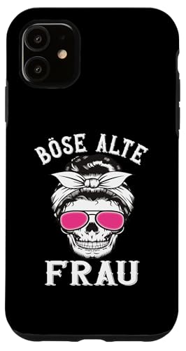 Hülle für iPhone 11 Böse Alte Frau Totenkopf Design Halloween Damen Deko Party von Gothic Halloween Kostüm Frauen Bikerin Rockerin