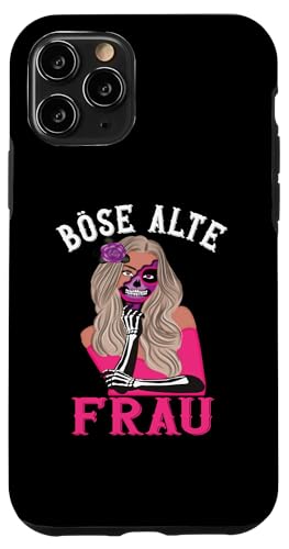 Hülle für iPhone 11 Pro Böse Alte Frau Totenkopf Design Halloween Damen Deko Party von Gothic Halloween Kostüm Frauen Bikerin Rockerin