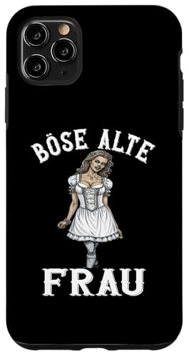 Hülle für iPhone 11 Pro Max Böse Alte Frau Totenkopf Design Halloween Damen Deko Party von Gothic Halloween Kostüm Frauen Bikerin Rockerin