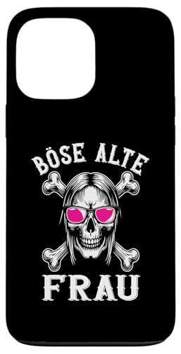 Hülle für iPhone 13 Pro Max Böse Alte Frau Totenkopf Design Halloween Damen Deko Party von Gothic Halloween Kostüm Frauen Bikerin Rockerin