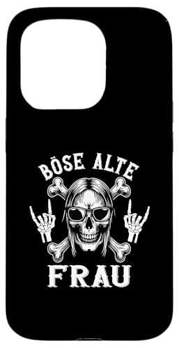 Hülle für iPhone 15 Pro Böse Alte Frau Totenkopf Design Halloween Damen Deko Party von Gothic Halloween Kostüm Frauen Bikerin Rockerin