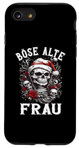 Hülle für iPhone SE (2020) / 7 / 8 Böse Alte Frau Totenkopf Design Weihnachts outfit Damen von Gothic Halloween Kostüm Frauen Bikerin Rockerin