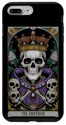 Hülle für iPhone 7 Plus/8 Plus Tarotkarte The Emperor Graphic Vintage Goth Art Skelett von Gothic Tarot Cards Clothes Outfits Women Men Gifts