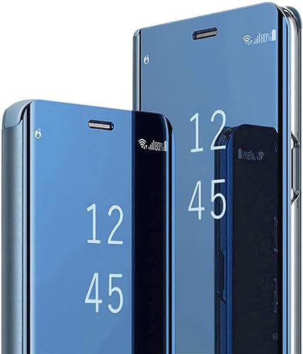 S20 Plus Hülle Clear View Handyhülle für Samsung Galaxy S20 Plus Spiegel Klappbar Schutzhülle 360 Grad Galaxy S20 Plus Flip Case Original Leder Klapphülle Handytasche Hard PC Ständer Cover (Blau) von Gotivi