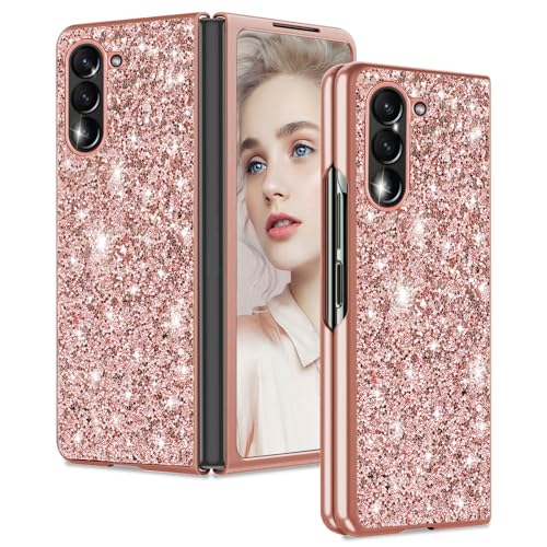 Schutzhülle für Samsung Z Fold 4, Glitzer, Galaxy Z Fold 4, schlanke Hülle, Glitzer, Diamant-TPU-Stoßdämpfer, stoßfest, für Samsung Galaxy Z Fold4, weiche Hülle 4G, Roségold von Gotivi