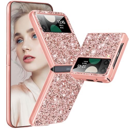 Z Flip 4 Schutzhülle für Samsung Galaxy Z Flip 4, schlankes Design, glitzernd, Diamanten, TPU, Stoßschutz, stoßfest, für Damen und Mädchen, weiche Hülle, 5G / 6,7 Zoll (Roségold) von Gotivi