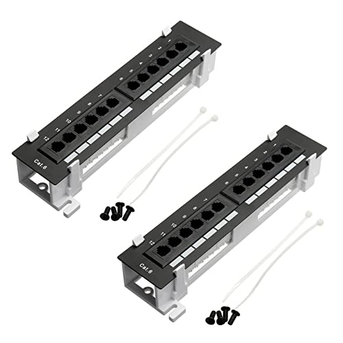 Gotoger Netzwerk-Werkzeug-Set, 12 Anschlüsse, CAT6, Patchpanel, RJ45, Netzwerk-Wandhalterung mit Wandhalterung, 2 Stück von Gotoger