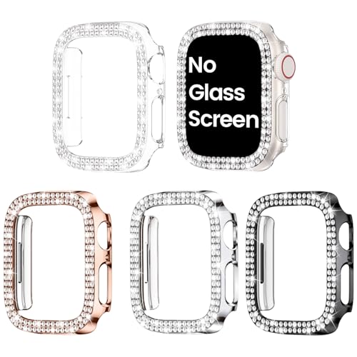 Goton 4er-Pack Bling Bumper für Apple Watch Serie 10 46 mm Hülle, Frauen Glitzer Diamant Strass Schutzhülle für iWatch Zubehör 46 mm von Goton