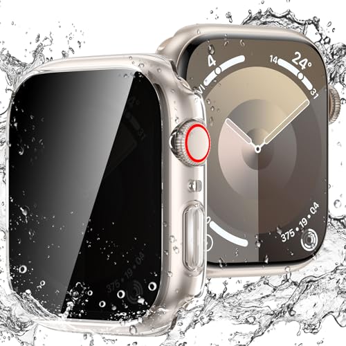 Goton Wasserdichte Schutzhülle für Apple Watch Serie 9, 8, 7, 6, 5, 4 SE, Ultra, 40 mm, 44 mm, 41 mm, 45 mm, 49 mm, Hart-PC, Displayschutzfolie aus gehärtetem Glas, Displayschutzfolie für von Goton