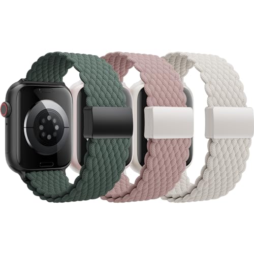 Geflochten Elastisch Armband Kompatibel mit Apple Watch Armband 40mm 45mm 44mm 41mm 38mm 42mm 49mm für iWatch Ultra SE Serie 9 8 7 6 5 4 3 2 1SPG42 von GrTrees