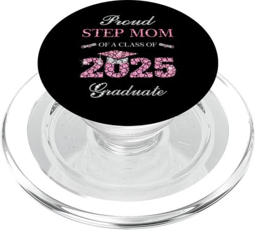 Stolze Stiefmutter einer Jahrgangsstufe 2025 PopSockets PopGrip für MagSafe von Graduation Party 2025 Family Matching Pink