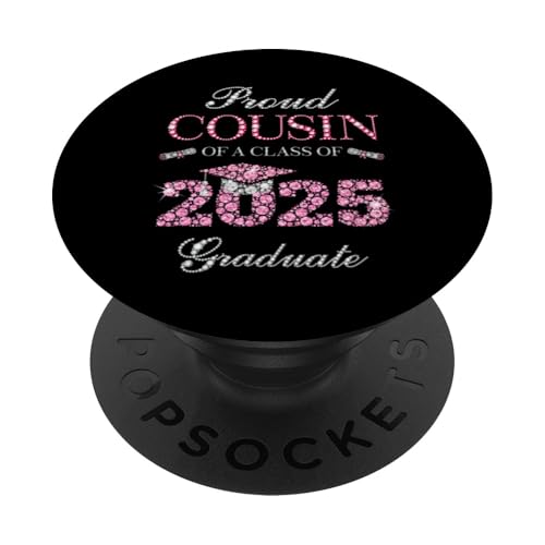 Stolzer Cousin eines Absolventen der Klasse 2025 PopSockets Klebender PopGrip von Graduation Party 2025 Family Matching Pink