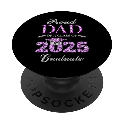 Stolzer Vater einer Klasse von 2025 Absolventen PopSockets Klebender PopGrip von Graduation Party 2025 Family Matching Purple