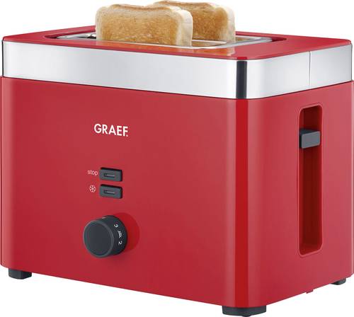 Graef TO63EU Toaster mit Brötchenaufsatz Rot, Edelstahl von Graef
