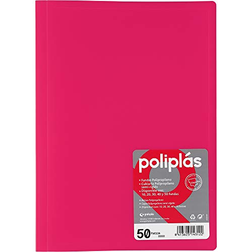 Grafoplas 1461254 Dokumentenmappe mit 50 Hüllen, PP, Fuchsia von Grafoplás