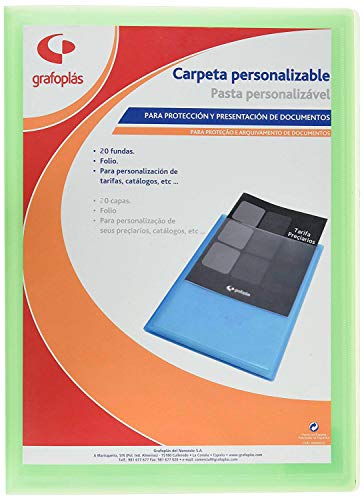 Grafoplas – Mappe mit 20 Hüllen, Foolscap, Deckel PP Folio hellgrün von Grafoplás