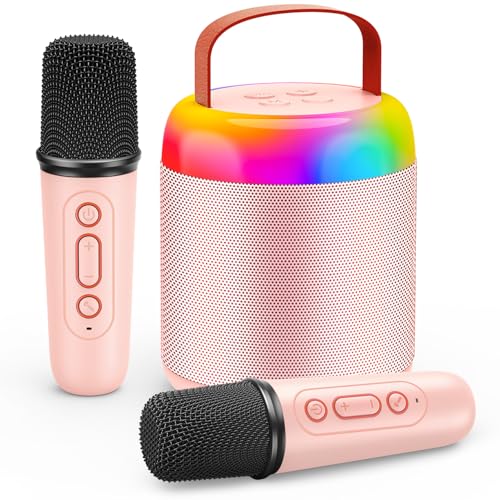 Gralal Mini Karaoke Maschine mit 2 Mikrofon Kinder, Karaoke Mikrofon Kinder Geschenk Mädchen 3-12 Jahre Spielzeug ab 3-12 Jahre Mädchen Bluetooth Mikrofon Kinder Weihnachts Geschenke für Mädchen von Gralal