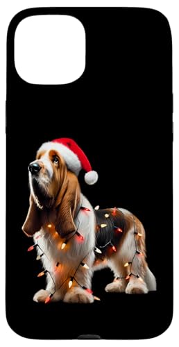 Hülle für iPhone 15 Plus Grand Basset Griffon Vendéen Hund Weihnachtsmannmütze Weihnachtsbeleuchtung von Grand Basset Griffon Vendéen Dog Christmas Merch