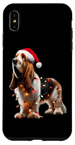 Hülle für iPhone XS Max Grand Basset Griffon Vendéen Hund Weihnachtsmannmütze Weihnachtsbeleuchtung von Grand Basset Griffon Vendéen Dog Christmas Merch