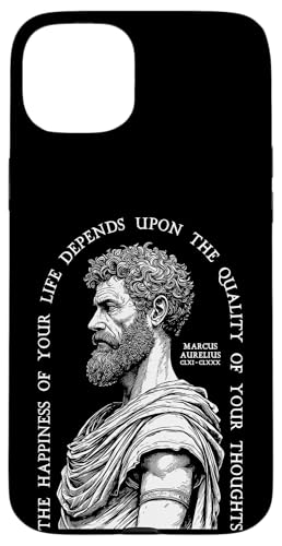 Hülle für iPhone 15 Plus Marcus Aurelius Stoic Philosophie Glück Qualität Gedanken von Grandio Design Funny Philosophy Philosopher Gifts