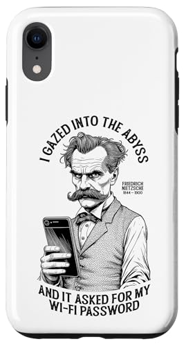 Hülle für iPhone XR Lustige Nietzsche Philosophie Gazed Into Abyss Wi-Fi Passwort von Grandio Design Funny Philosophy Philosopher Gifts