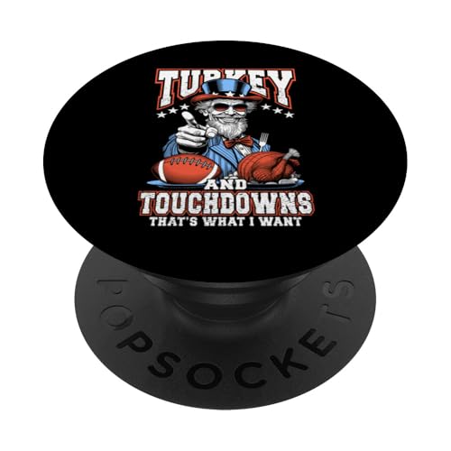 Truthahn & Touchdowns Funny Thanksgiving Uncle Sam Fußball PopSockets Klebender PopGrip von Grandio Design Happy Thanksgiving Turkey Designs