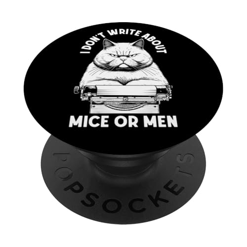 Funny Writer Autor Novelist Cat No Mice Or Men Schreibmaschine PopSockets Klebender PopGrip von Grandio Design Library Book Lover