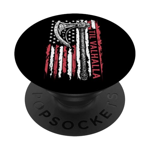 Amerikanische Wikingeraxt Flagge Til Valhalla Norse Mythologie USA PopSockets Klebender PopGrip von Grandio Design Norse Viking Warrior Gifts