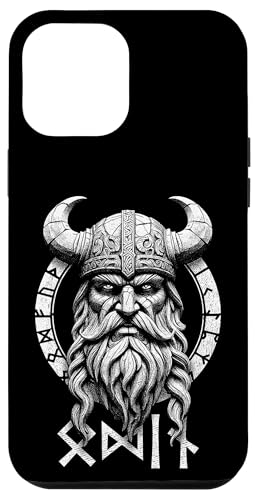 Hülle für iPhone 12 Pro Max Odin Nordic God Wikinger Holzschnitzerei nordische Mythologie Runen von Grandio Design Norse Viking Warrior Gifts