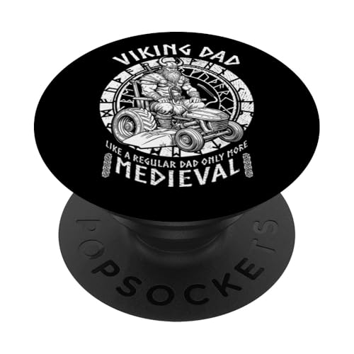 Lustige Wikinger Papa Mittelalter Rasenmäher Rasenmäher Vater Figur PopSockets Klebender PopGrip von Grandio Design Norse Viking Warrior Gifts