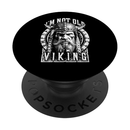 Lustiger Wikinger Ich bin nicht alter Mann Geburtstag Krieger nordische Runen PopSockets Klebender PopGrip von Grandio Design Norse Viking Warrior Gifts