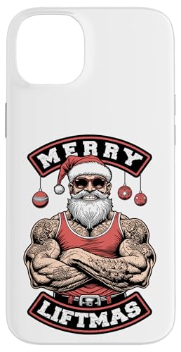 Hülle für iPhone 14 Plus Merry Liftmas Lustiger Muskel Santa Weihnachten Gym Workout von Grandio Design Sports Training And Fitness